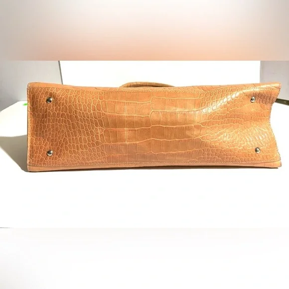 Handmade Tan Crocodile-Embossed leather satchel Women's Bag